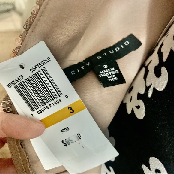 NWT - Rose Gold Sequin Prom Formal Dress - Picture 6 of 6